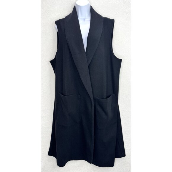 Joie Women's Black Midi Blazer Vest Open Size 2X Pockets Plus - Picture 6 of 11